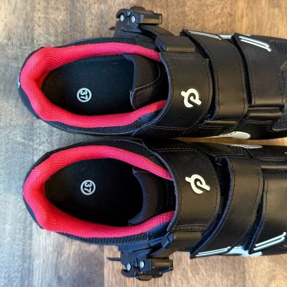 Peloton Cycling Shoes w/Delta Cleats Hook-And-Latch Closure Black Red Size EU 37 - Picture 7 of 9